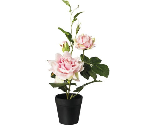 Planta Artificiala Trandafir In Ghiveci H 40 Cm Roz