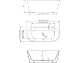 Cada de baie dreptunghiulara freestanding Linea Eco 80x170x58 cm acril alb