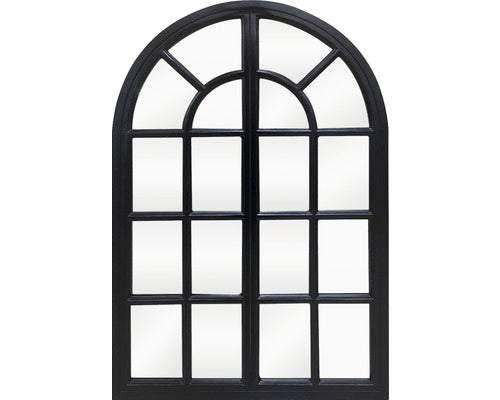 Oglinda De Perete Cu Rama De Lemn, Model Fereastra, Negru 60x90 Cm