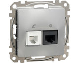 Priza Telefon Si Date Rj11 + Rj45 Schneider Sedna Design Cat5e, Aluminiu