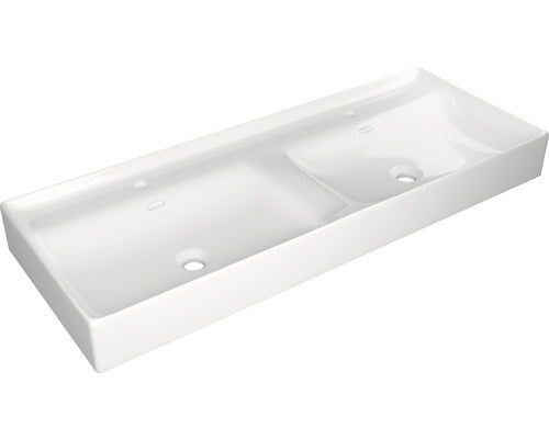 Lavoar ceramica Jungborn Nove 121 cm, 2 cuve, alb lucios