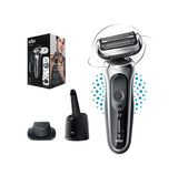 Aparat de ras Braun Series 7 71-S7200cc, Wet&Dry, AutoSense, SensoFlex, autonomie 50 min, 3 elemente de taiere, trusa voiaj, Negru/Argintiu