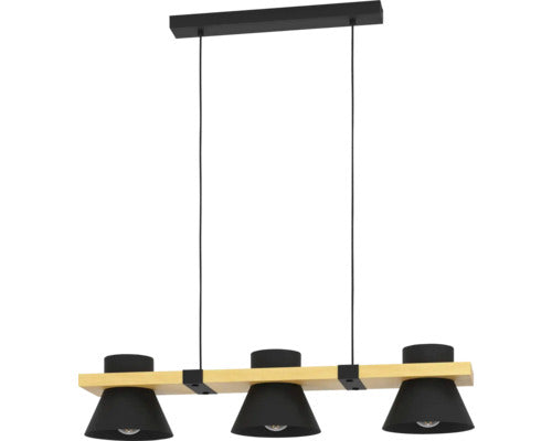 Lustra Maccles E27 3x15w, Lemn/negru