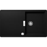 Chiuveta granit Schock Tia D-100 Cristadur Puro 860 x 500 mm cu sifon automat, granit, reversibila, montare pe blat, negru intens