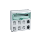 Tablou electric (cofret) Schneider Electric Kaedra 13182, 19 module, montaj aparent, cu 8 doze pentru prize/intrerupatoare, IP65