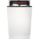 Masina de spalat vase incorporabila Slim AEG FSE73527P, 10 seturi, 7 programe, Clasa D, MaxiFlex, AirDry, QuickSelect, Motor inverter, SatelliteClean, Afisaj digital, Time Beam, 45 cm