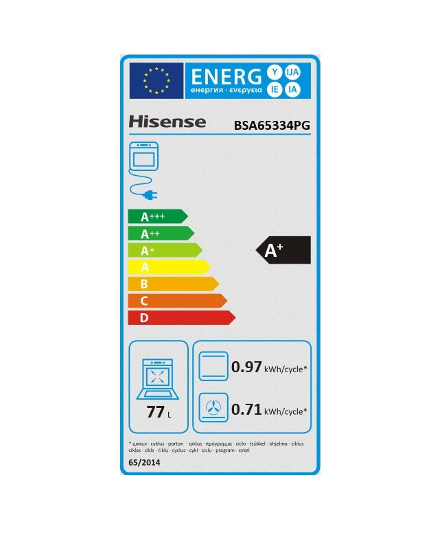 Cuptor Incorporabil HISENSE BSA65334PG, Electric, Autocuratare pirolitica, 77 l, Clasa A+, Negru