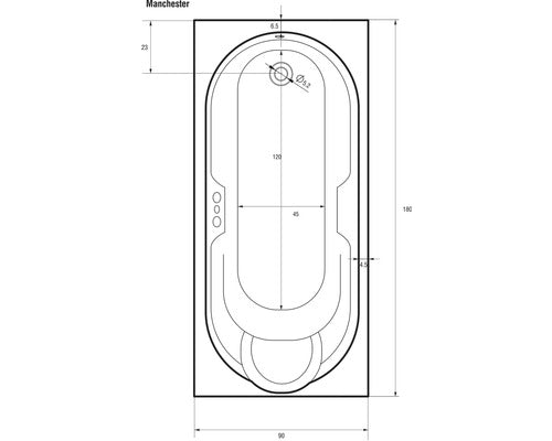 Cada de Baie Rectangulara Sanotechnik Manchester,180x90x48 cm, Acril, 990400, Alb