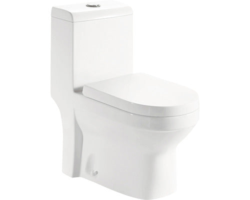 Set vas WC pe pardoseala, include rezervor si capac WC soft close, alb lucios