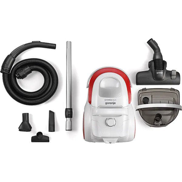 Aspirator Gorenje VCEB01GAWWF, 700W, aspirare umeda si uscata, rezervor 3L, filtru HEPA, alb-rosu