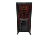 Soba Teracota Pe Lemne Premium 4r Maro, 9,8 Kw, Cu Rama Si Usa Cu Sticla, 115x50,5x40 Cm
