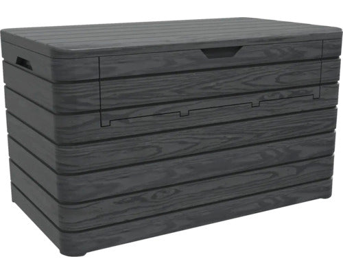 Dulap depozitare pentru gradina Dolomiti Toomax, 146x82 cm, inaltime 85 cm, volum 970 litri, plastic rezistent la radiatiile UV, gri-antracit