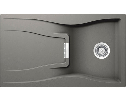 Chiuveta Bucatarie Cu O Cuva Schock Waterfall D-100 86x50 Cm, Cu Picurator, Reversibila, Cristadur Silverstone