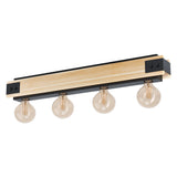Plafoniera vintage EGLO LAYHAM 43466, E27 4X60W IP20, Otel Negru, Lemn Maro