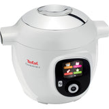 Multicooker inteligent cu gatire sub presiune Tefal Cook4me+ CY851130, 1600W, vas ceramic antiaderent 6L, 6 moduri de gatit, 150 de retete preinstalate, functie pastrare la cald, alb
