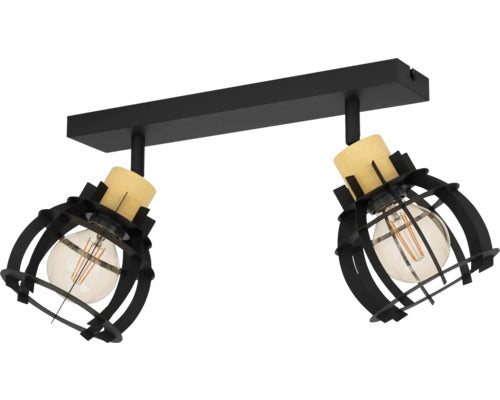 Plafoniera Stillington E27 Max. 2x40w, Lemn/negru