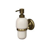 Dozator sapun lichid Deco ceramic cu fixare in perete, Bisk, alb cu bronz, 500ml