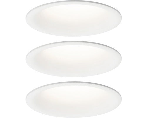 Spoturi incastrabile fixe Cymbal 6,8W IP44, Ø77 mm, module becuri LED Coin incluse, alb mat, pachet 3 bucati