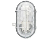 Lampa Ovala Gri 60w Cu Grilaj De Protectie Metalic, Protectie La Umiditate Ip44, Sticla/metal