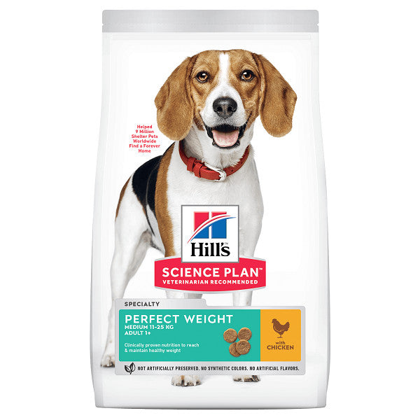Hrana uscata pentru caini Hill's SP Canine Adult Perfect Weight, Medium, Pui, 12 kg