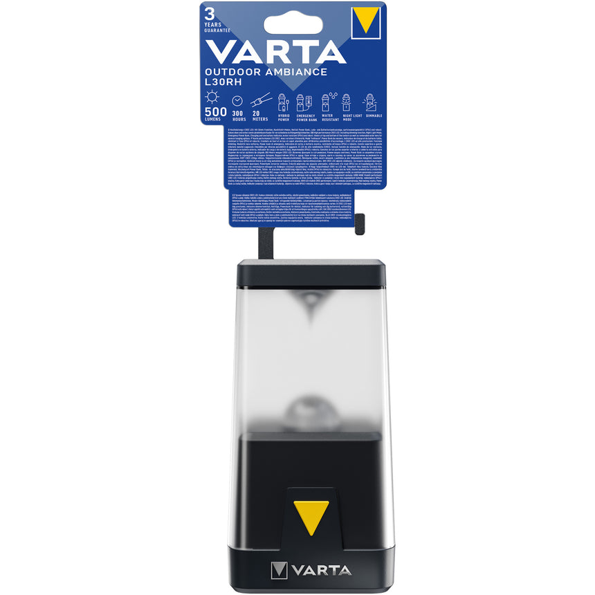 Lanterna LED Varta Outdoor Ambiance L30RH, cu functie power bank, dimabila, 500 lm, LED rosu, IP54, 2x18650, 3.000mAh, 3xAA (nu sunt incluse)