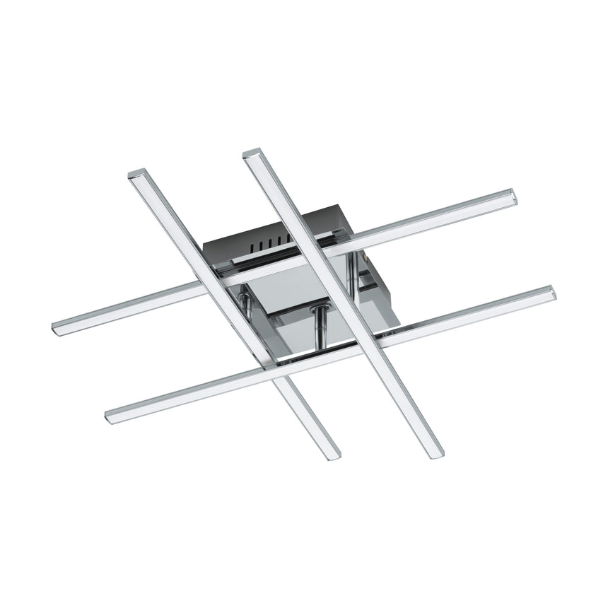 Plafoniera Lasana 1, EGLO, LED, 24W, echivalent 153W, 2520 lm, 3000K, lumina calda, otel, crom, plastic, alb, 50 x 50 x 9.5 cm, A+, IP20