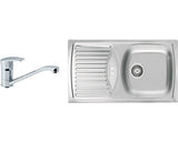 Pachet Chiuveta Bucatarie Alveus Basic 150 Leinen Inox, Picuraturor Pe Stanga + Baterie Monocomanda Milena