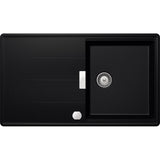 Chiuveta granit Schock Tia D-100 Cristadur Magma 860 x 500 mm cu sifon automat, granit, reversibila, montare pe blat, negru metalizat