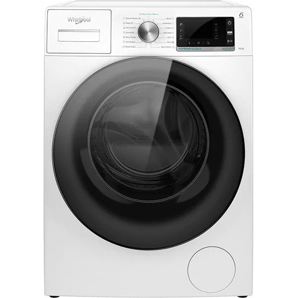 Masina de spalat rufe Whirlpool Supreme Silence W6W045WBEE, 10 kg, 1400 rpm, Clasa B, Al 6-lea Simt, Motor Zen Direct Drive, FreshCare+, Steam Refresh, Steam Hygiene, Display LCD, Alb