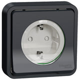 Priza simpla cu impamantare Schneider Mureva MUR86132, protectie pentru copii, IP55, Gri