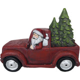 Decoratiune Craciun, Mos Craciun cu camion si bradut, 32,5 cm
