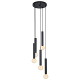 Pendul CORTENOVA, EGLO, E27, 5x60W, otel, negru, 150 x 35 cm, inaltime reglabila