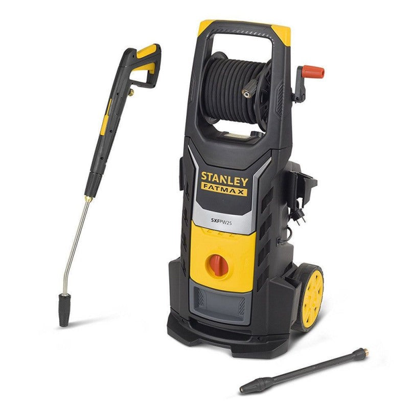 Aparat de spalat cu presiune prefesional Stanley SXFPW25E, 2500 W, 230 V, 150 bar presiune maxima, 450 l/h debit apa, 50°C temperatura maxima, 10 m furtun, pistol cu declansator, duza de pulverizare reglabila, duza rotativa