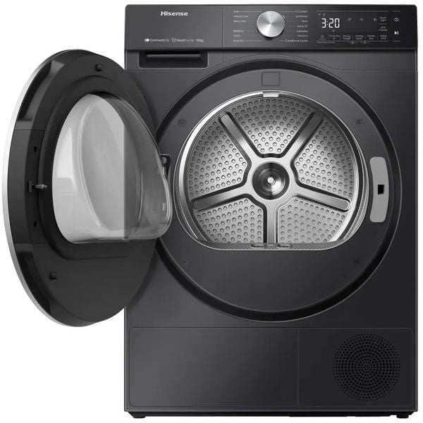 Uscator de Rufe HISENSE DH5S102BB, Pompa de Caldura, 10 kg, 17 Programe, Clasa A+++, Wi-Fi, Negru