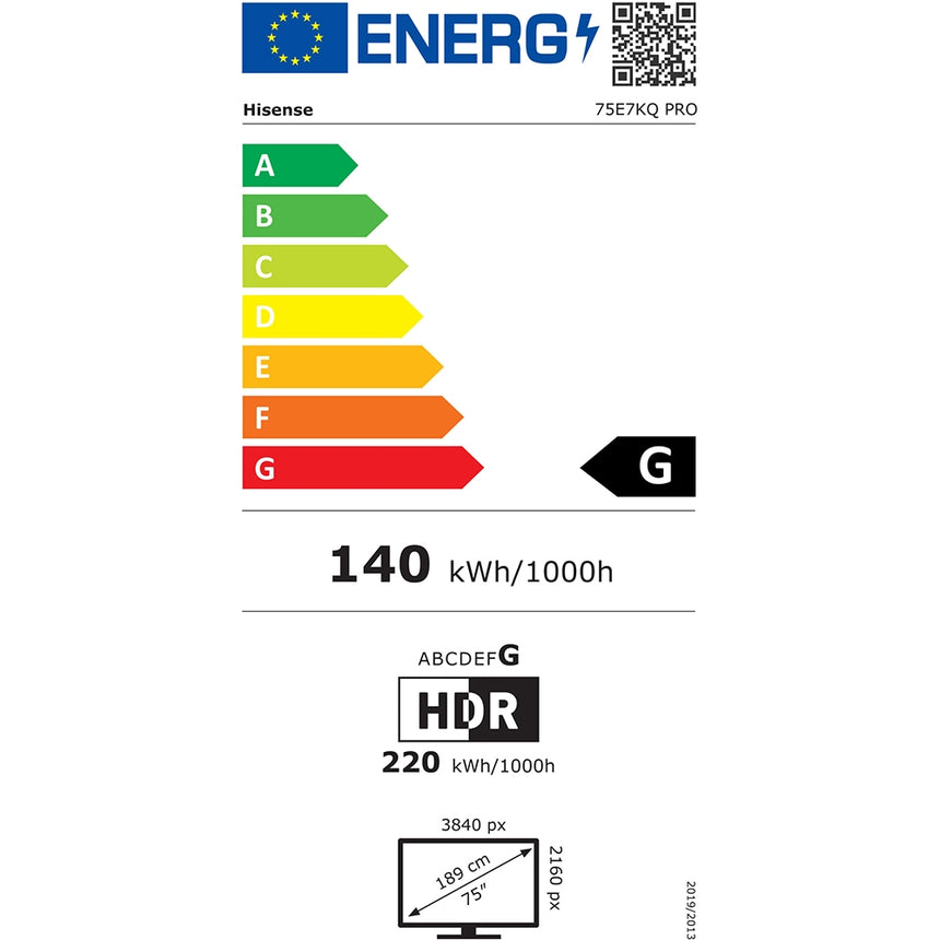 Televizor HISENSE LED 75E7KQ, 190 cm, Smart, 4K Ultra HD, Clasa F