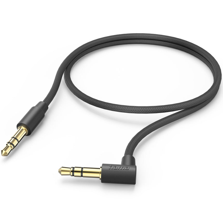 Cablu audio Hama, Jack 3.5 mm, mufa 90 grade, 0.5 m, Negru