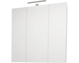 Dulap Baie cu Oglinda Fly, 3 Usi, Iluminare LED, PAL, 77x72 cm, Alb Lucios, IP 44