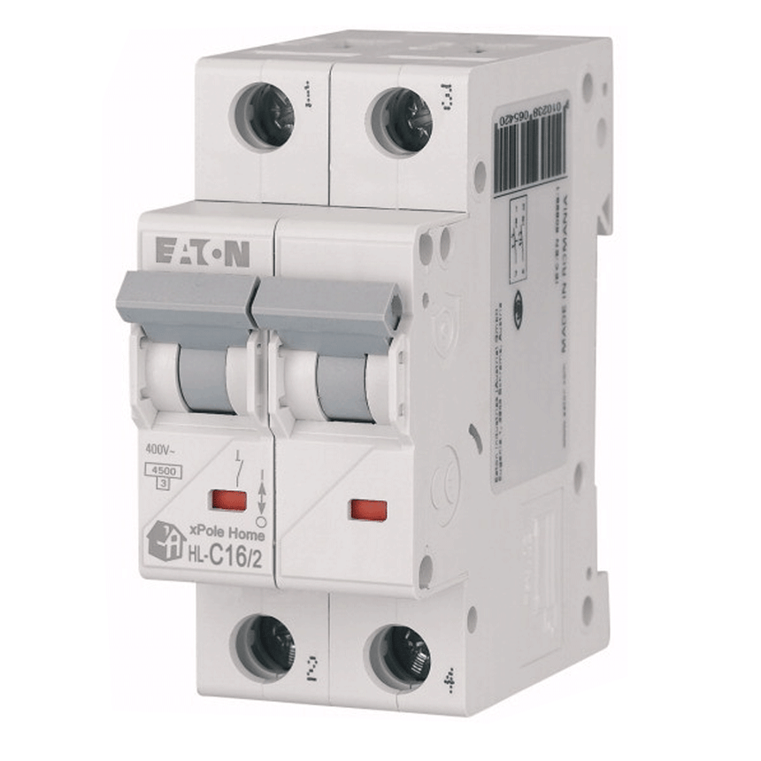 Siguranta electrica automata EATON 194771, HL-C16/2, latime 2 module, 4,5kA, 2P, caracteristica C, 16A