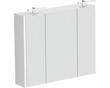 Dulap baie cu oglinda Cubo si iluminare LED, 3 usi, PAL, 70x85 cm, fibra lemn Bianco