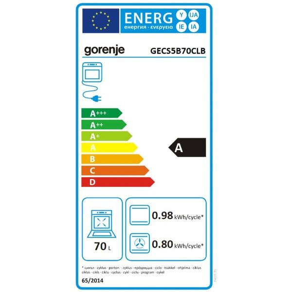 Aragaz GORENJE GECS5B70CLB, 4 arzatoare, Electric, L 50 cm, Grill, Negru