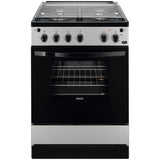 Aragaz Zanussi ZCG612K1SA, Gaz, 4 arzatoare, Grill, Autocuratare catalitica, Aprindere electrica, 59 l, 60 cm, Argintiu