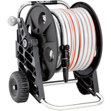 Set carucior cu roti + furtun Claber Genius Compact Pronto 25,furtun 25 m,diametru 5/8 (14-19mm), 4 cuple automate + duza pulverizare jet ajustabil + conector,cadru aluminiu,maner telescopic