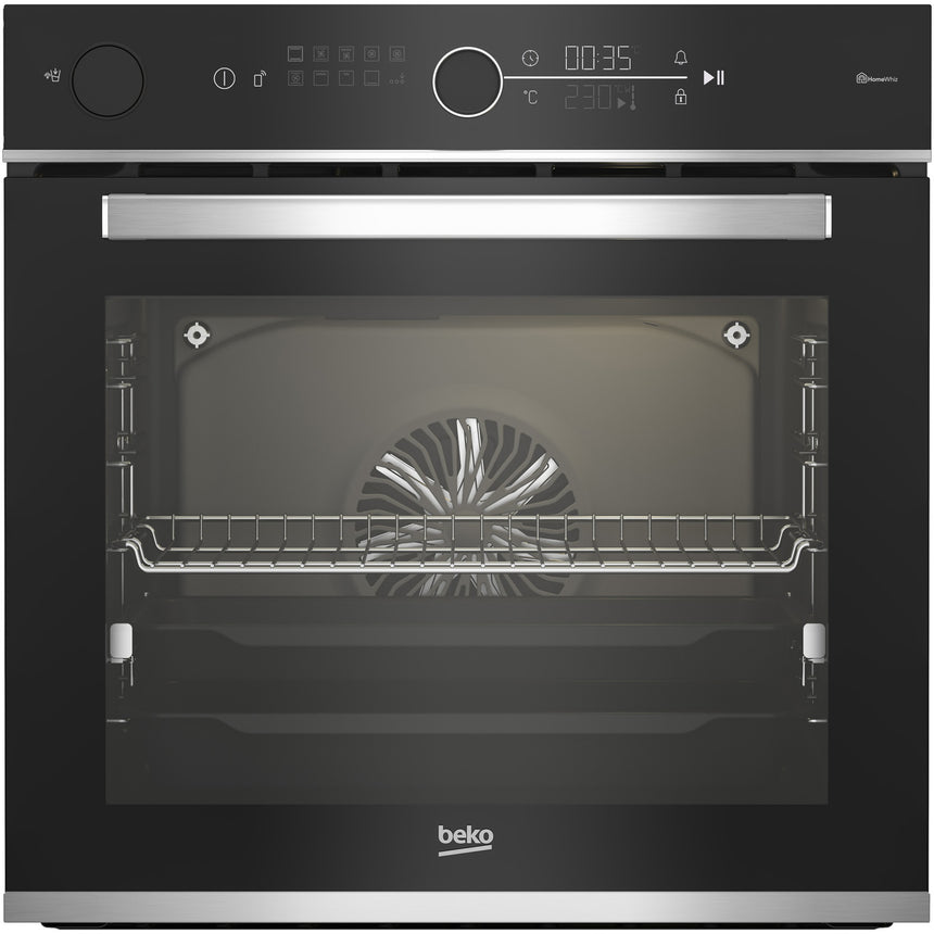 Cuptor incorporabil Beko BBIS13400XMSWE, HomeWhiz WiFi, Electric, 72 l, Autocuratare catalitica, Steam Assisted Cooking, AEROperfect™, SteamShine Cleaning, Grill, 3D Cooking, Clasa A+, Negru/Inox