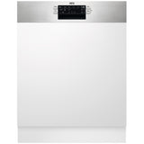 Masina de spalat vase semi-incorporabila AEG FEE53610ZM, 13 seturi, 8 programe, Clasa D, AirDry, Motor Inverter, Brat SatelliteClean, Start intarziat, 60 cm