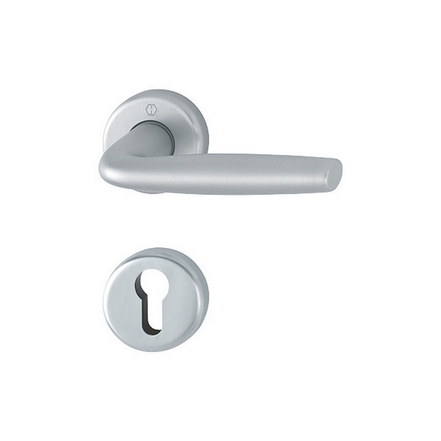 Maner usa interior, Hoppe Milos, cu rozeta patrata pentru cilindru, material aluminiu, culoare argintiu, 124 x 52mm