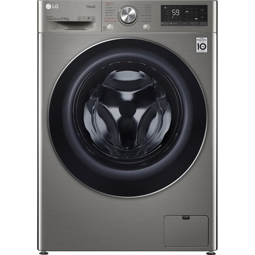 Masina de spalat rufe cu uscator LG F4DV509S2TE, 1400 RPM, 9 kg spalare, 6 kg uscare, Clasa B, AI Direct Drive, ThinQ, Steam, TurboWash, Argintiu