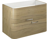 Baza mobilier Kring Idris, cu doua sertare, cu manere metalice si inchidere amortizata, infoliat stejar auriu, 80x56x46 cm