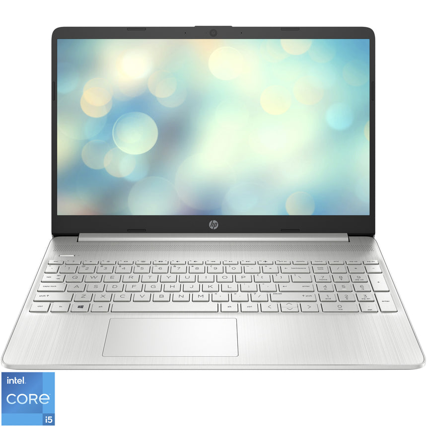 Laptop HP 15s-fq5029nq cu cu procesor Intel® Core™ i5-1235U pana la 4.40GHz, 15.6", Full HD, 8GB DDR4 RAM, 512GB SSD PCIe, Intel® Iris® Xe Graphics, FreeDOS, Natural Silver