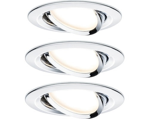 Spoturi Led Incastrate Nova 6, 5w Ø84 Mm, Module Becuri Led Coin Incluse, Crom, Pachet 3 Bucati
