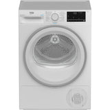 Uscator de rufe Beko B3T42242, Pompa de caldura, 8 kg, 15 programe, Clasa C, RecycledDry, Motor ProSmart™ Inverter, OptiSense, Aquawave®, Alb